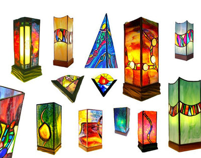 stained glass lamps made in Ireland By Sue Donnellan