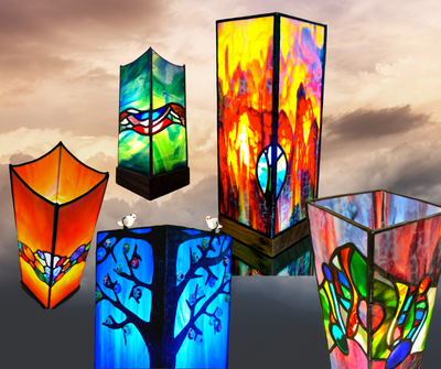 stained glass lamps made in Ireland by artist Sue Donnellan
